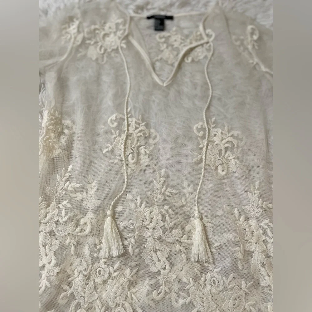 Forever 21 Whimsigoth Y2K Fairy Boho Festival Ethereal Western Resort Lace Top S - Picture 5 of 9